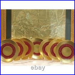 Set Of 7 STW Gold 22kt Smooth Encrusted Bavaria Germany China Dinnerplates Lot