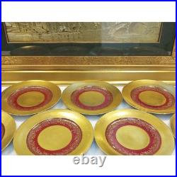 Set Of 7 STW Gold 22kt Smooth Encrusted Bavaria Germany China Dinnerplates Lot