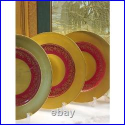 Set Of 7 STW Gold 22kt Smooth Encrusted Bavaria Germany China Dinnerplates Lot