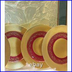 Set Of 7 STW Gold 22kt Smooth Encrusted Bavaria Germany China Dinnerplates Lot