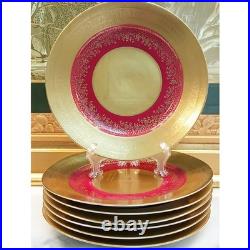 Set Of 7 STW Gold 22kt Smooth Encrusted Bavaria Germany China Dinnerplates Lot