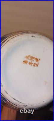 Set RARE GREEK Style CHINESE Mark Antique Porcelain Vase Pastel Blue Gilt Gold