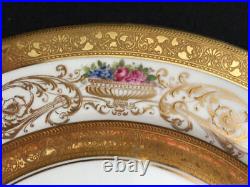 Set of 11 Shelley Style China Floral Basket Gold Encrusted 10 Dinner Plates