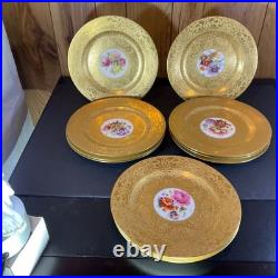 Set of 12 Antique Hutschenreuther Selb Bavaria Gold Encrusted Service Plates