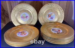 Set of 12 Antique Hutschenreuther Selb Bavaria Gold Encrusted Service Plates