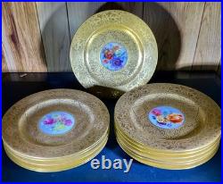 Set of 12 Antique Hutschenreuther Selb Bavaria Gold Encrusted Service Plates