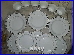 Set of 20 Fine China Gold Rimmed Plates, Bowls, & Coffee Cups Made in China