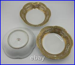 Set of 3 Antique Hand-Painted Nippon Bowls Gold Gilded with Intricate Designs Set of 3 Antique Hand-Painted Nippon Bowls Gold Gilded with Intricate Designs
