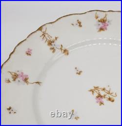 Set of 4 Antique Limoges France Elite Works Floral China 9.5 Plate Gold Trim