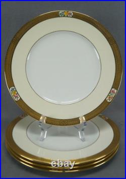 Set of 4 Cauldon Hand Colored Flowers Yellow & Gold Encrusted 10 1/2 Inch Plates Set of 4 Cauldon Hand Colored Flowers Yellow & Gold Encrusted 10 1/2 Inch Plates