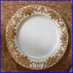 Set of 4 Noritake Christmas Ball 175 Gold Scroll Dinner Plate 10 1/2 Gold Stamp