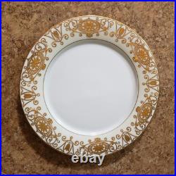 Set of 4 Noritake Christmas Ball 175 Gold Scroll Dinner Plate 10 1/2 Gold Stamp