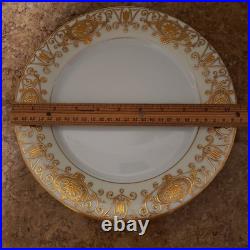 Set of 4 Noritake Christmas Ball 175 Gold Scroll Dinner Plate 10 1/2 Gold Stamp
