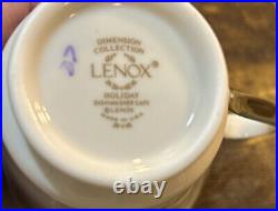 Set of 4 Vintage Lenox Christmas China Holiday Cups And Saucers Gold Trim