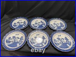 Set of 6 Booths Real Old Willow Dinner Plates 10 1/2 England Gold Gilt A8025