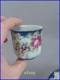 Set of 6 Nippon Hand Painted Pink Roses Cobalt & Gold Demitasse Cups & Saucers Set of 6 Nippon Hand Painted Pink Roses Cobalt & Gold Demitasse Cups & Saucers