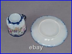 Set of 6 Nippon Hand Painted Pink Roses Cobalt & Gold Demitasse Cups & Saucers Set of 6 Nippon Hand Painted Pink Roses Cobalt & Gold Demitasse Cups & Saucers
