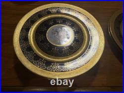 Set of 6 Royal China Limoges Cobalt Raised Gold Charger Plates Hand Painted