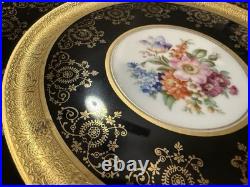 Set of 6 Royal China Limoges Cobalt Raised Gold Charger Plates Hand Painted