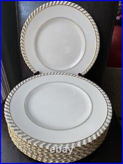 Set of 7 K&A Krautheim Selb Bavaria White/Gold Trim Dinner Plate 10,5