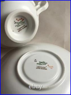 Set of 7 Spode Bone China PEPLOW Gold Trim Cups & Saucers Free Shipping