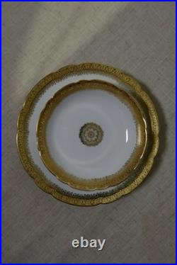 Set of 8 Vintage J. P. Limoges France Plates 4 Dinner & 4 Dessert Gold Set of 8 Vintage J. P. Limoges France Plates 4 Dinner & 4 Dessert Gold