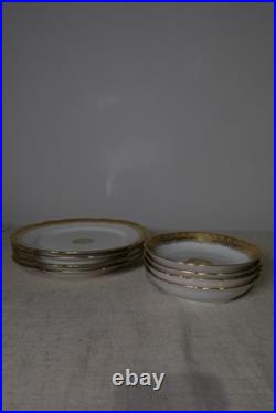Set of 8 Vintage J. P. Limoges France Plates 4 Dinner & 4 Dessert Gold Set of 8 Vintage J. P. Limoges France Plates 4 Dinner & 4 Dessert Gold
