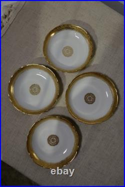 Set of 8 Vintage J. P. Limoges France Plates 4 Dinner & 4 Dessert Gold Set of 8 Vintage J. P. Limoges France Plates 4 Dinner & 4 Dessert Gold