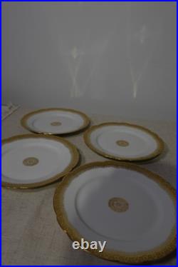Set of 8 Vintage J. P. Limoges France Plates 4 Dinner & 4 Dessert Gold Set of 8 Vintage J. P. Limoges France Plates 4 Dinner & 4 Dessert Gold