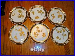 Set of Six BROWNFIELD's for TIFFANY's Gold & Cobalt Fine China Plates ca. 1884