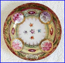 Set of four hand painted Wanli plates floral and gold