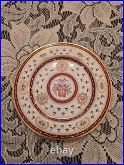 Sevres Purple Floral Basket Gold Encrusted Hand Painted Dessert Plate(s) 6 avail