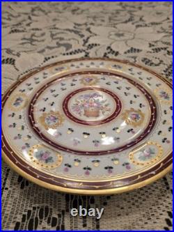Sevres Purple Floral Basket Gold Encrusted Hand Painted Dessert Plate(s) 6 avail