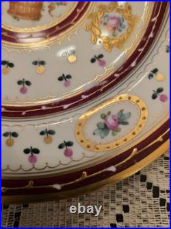 Sevres Purple Floral Basket Gold Encrusted Hand Painted Dessert Plate(s) 6 avail
