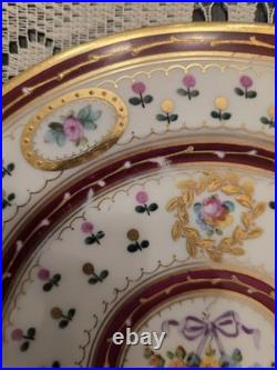 Sevres Purple Floral Basket Gold Encrusted Hand Painted Dessert Plate(s) 6 avail