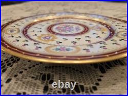 Sevres Purple Floral Basket Gold Encrusted Hand Painted Dessert Plate(s) 6 avail