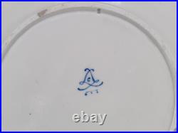 Sevres Style Hand Painted Watteau Scene Celeste Blue & Raised Gold Plate B Sevres Style Hand Painted Watteau Scene Celeste Blue & Raised Gold Plate B