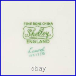Shelley Laurel Green Gilt Vine Leaf Bone China Dinner Plates 8pc 10.75Dia