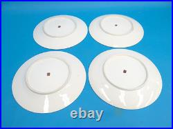 Signed Chinese Fine Porcelain Appetizer Small Serving Plates Gold Color Red Tree