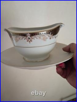 Sone China 2477 Service for 12. Vintage Japan. Gold And Black Porcelain 70 pc
