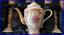 Sorelle Fine Porcelain Pink Roses/Gold Service For 6, 25 Pc Tea Set