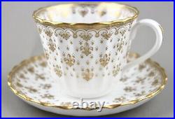Spode China England Fleur De Lys Gold Large Tea Cups & Saucers X 6 1st Mint