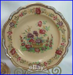 Spode China England Four (4) Antique Y1948 Shafford Dinner Plates Cream Gold