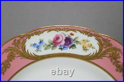 Spode Copeland Hand Painted Floral Fruit Pompadour Pink & Raised Gold Plate