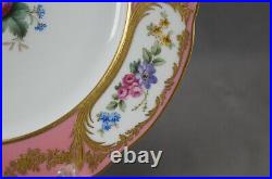 Spode Copeland Hand Painted Floral Fruit Pompadour Pink & Raised Gold Plate