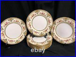 Spode Copelands China England Gold Gilt 10 Embossed Antique Dinner Plates A+