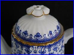 Spode England Bone China Fleur De Lys (Lis) Blue Tea Set Gold #Y8008-Near Mint