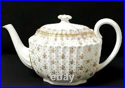 Spode England China FLEUR DE LYS GOLD Fluted Tea Pot Teapot Pristine