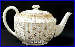 Spode England China FLEUR DE LYS GOLD Fluted Tea Pot Teapot Pristine