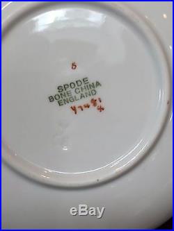 Spode FLEUR DE LYS Red Bone China 2 ½ Flat Cup & Saucer Set of 6 (Lot 2)